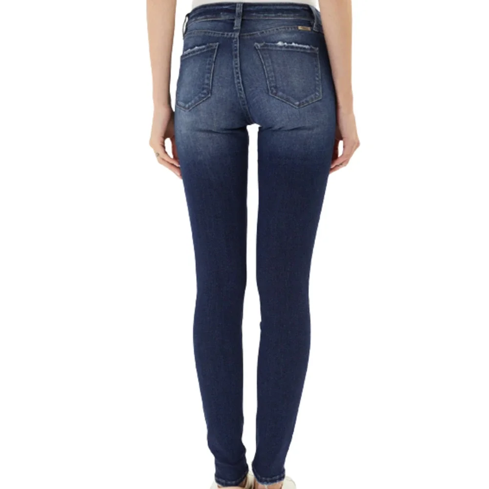 KANCAN USA 5-POCKETS MID RISE SUPER SKINNY DISTRESSED DENIM JEANS BLUE 1/24 EUC - Picture 3 of 15